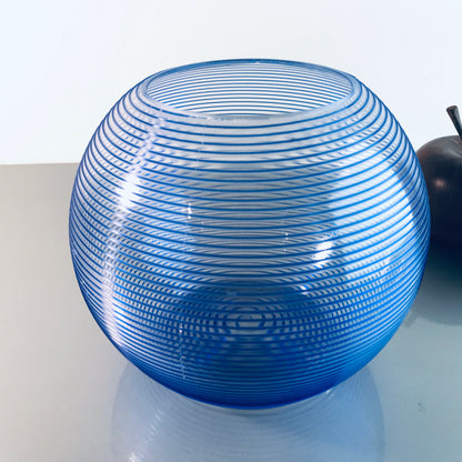 ZWIESEL Fadenglas 13 cm Vintage Vase 50er 60er MID CENTURY blau 40er