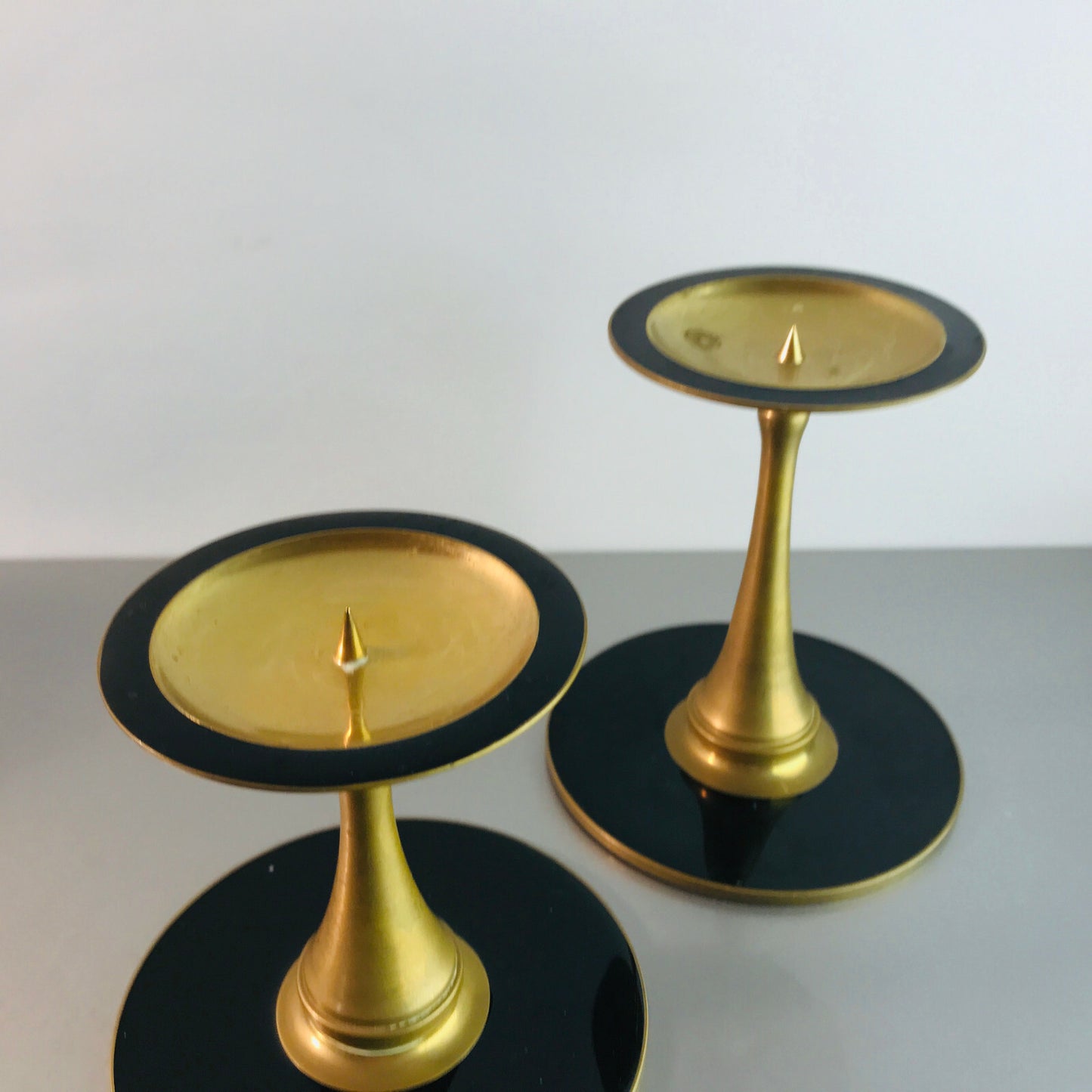 Kerzenhalter MESSING Kerzenständer 60er 50er Stumpenkerzen D 7,7 cm  Set
