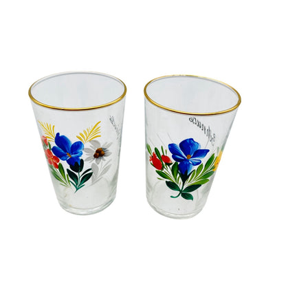 Vintage Schnapsgläser 50er 60er MID CENTURY Glas 8,5 cm bemalt Blumen Schnals
