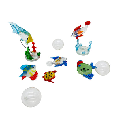 Fische mit Blasen Dekoration Glas Vintage ca 13 cm 60er 70er Tierfigur