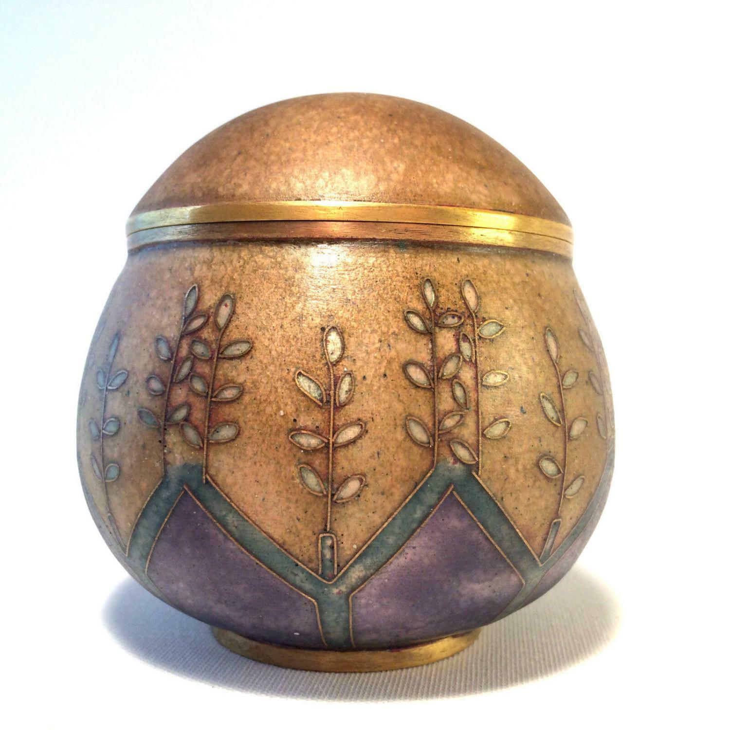 Käthe RUCKENBROD Deckeldose Dose Emaille 50er 60er Stegemaille Email 