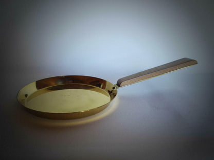 MID CENTURY Messing Pfanne Pfännchen mit HOLZ Griff 50er 60er GERMANY