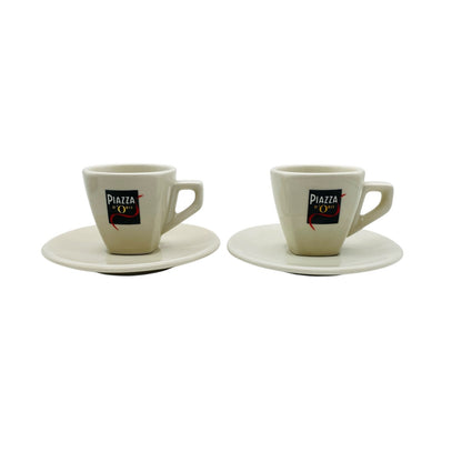 ACF Espressotassen 2er Set Tassen mit Untertassen Piazza D`Oro creme bedruckt