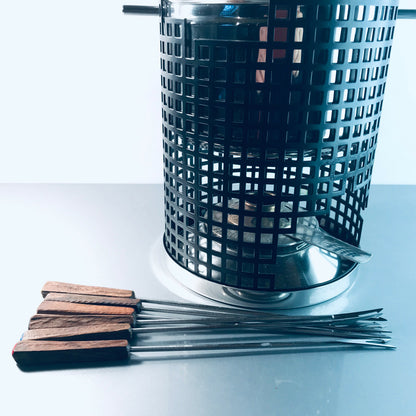 SPRING Swiss Fondue Topf Fonduetopf Stövchen Rechaud Edelstahl Gabeln