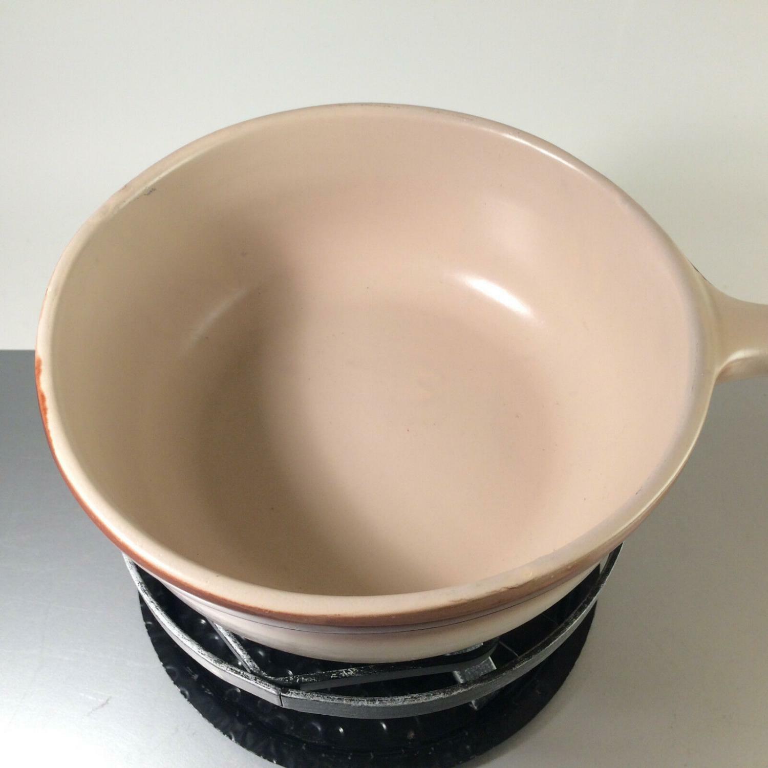 Käsefondue Topf Keramik mit Stövchen Eisen Metall Vintage FONDUE