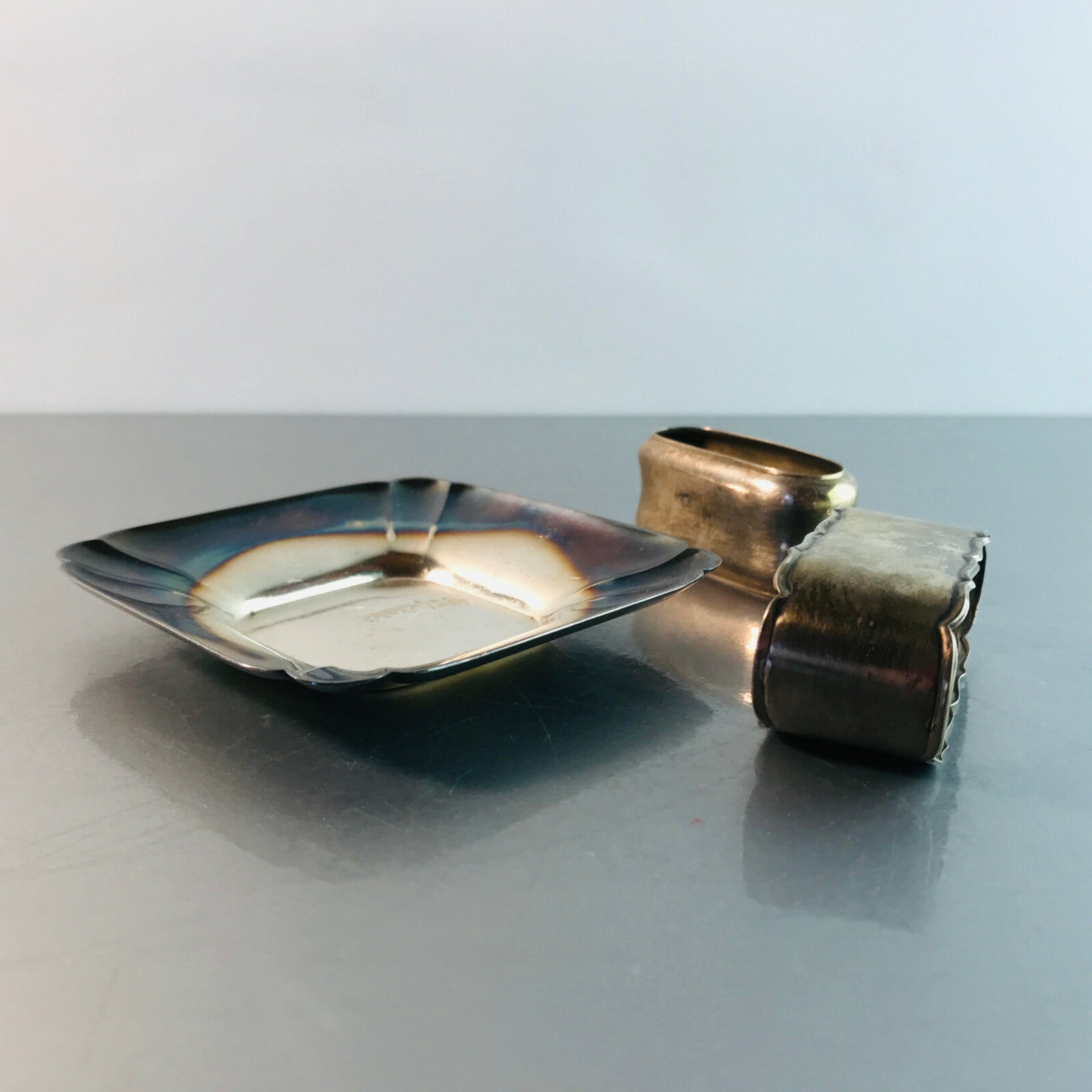 Serviettenringe 60er 70er Schälchen KONVOLUT Serviettenhalter versilbert