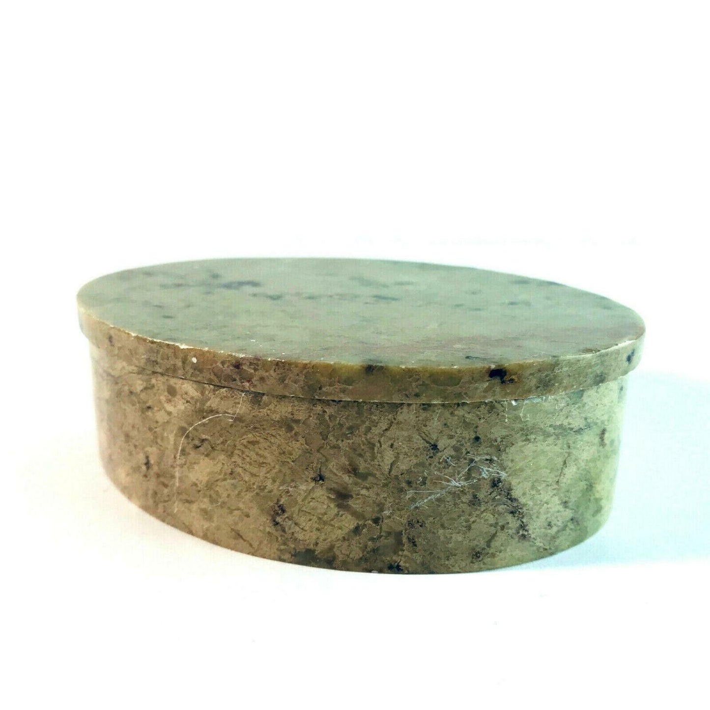 Vintage Steindose Steinarbeit 8 x 11 cm Dose Deckeldose oval Stein