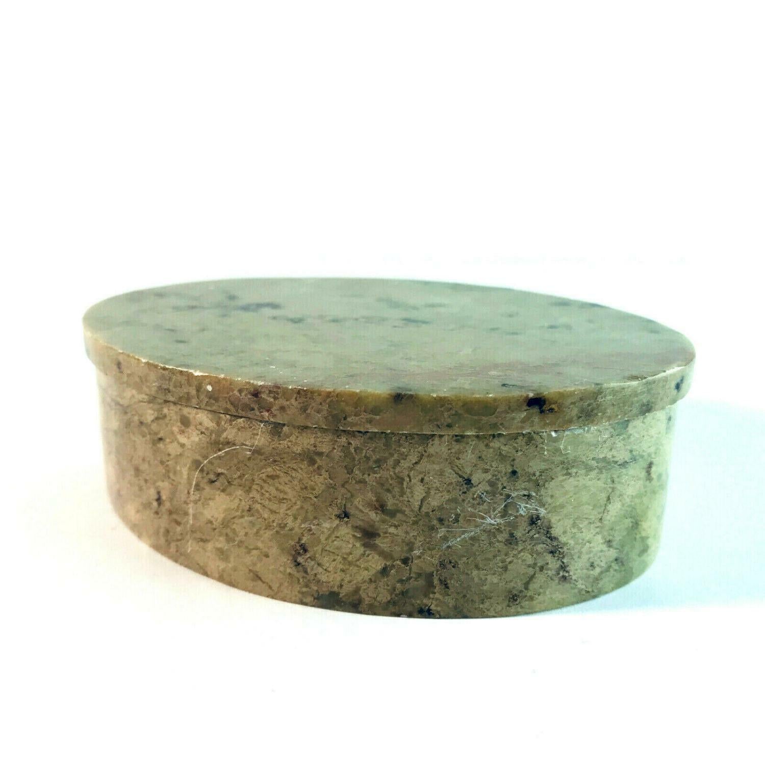 Vintage Steindose Steinarbeit 8 x 11 cm Dose Deckeldose oval Stein