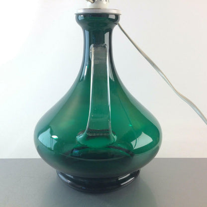Lampenfuß Leuchte Glas grün ITALY 29 cm + SCHIRM 50er 60er 70er Lampe 