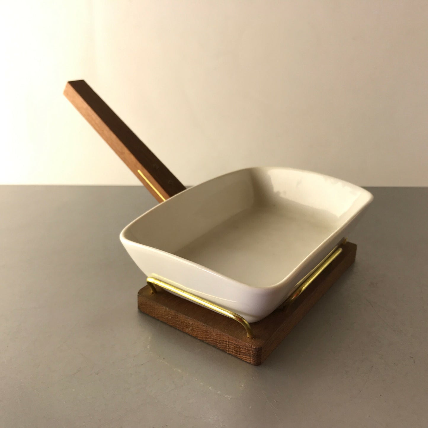 VINTAGE Keramik Schale D 14,5 TEAK Holz Schälchen 50er 60er