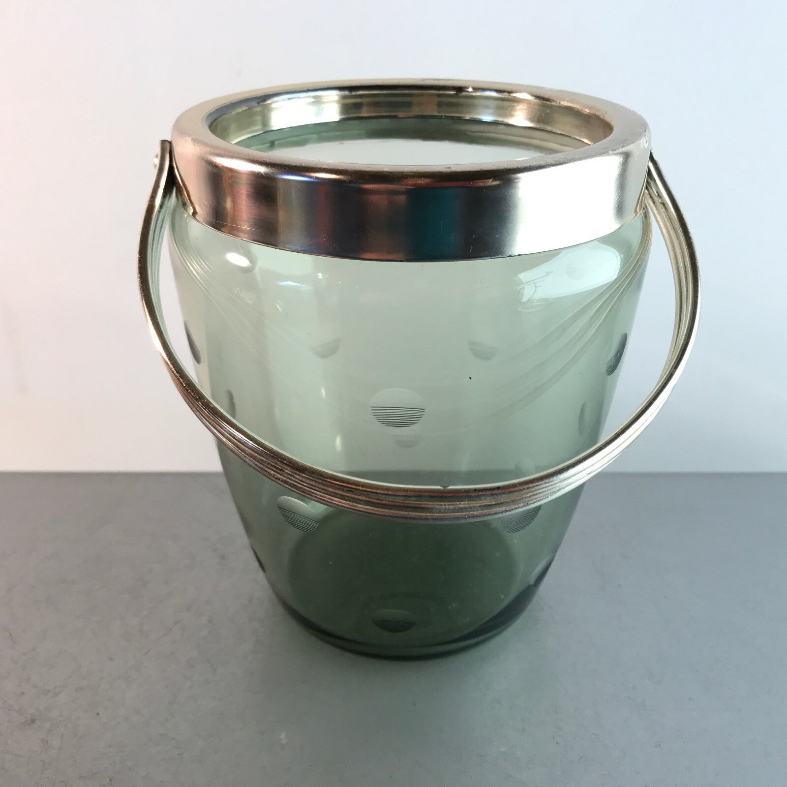 Glas Eiswürfeleimer Eiseimer 50er 60er 14 cm Vintage Linsenschliff 