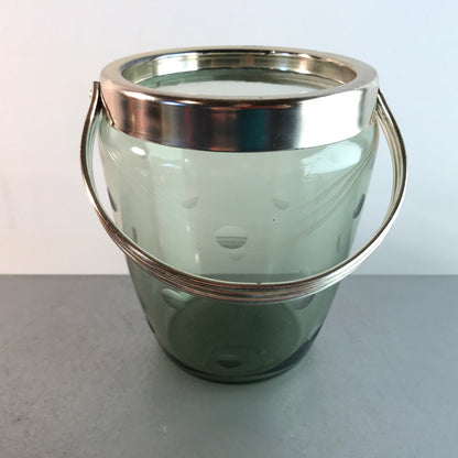 Glas Eiswürfeleimer Eiseimer 50er 60er 14 cm Vintage Linsenschliff 