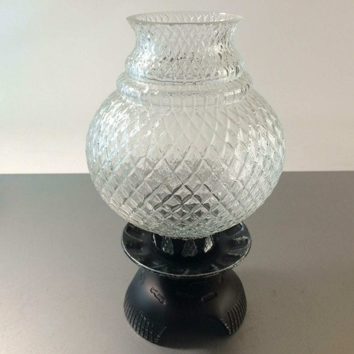 Kerzenhalter Windlicht 50er 60er Glas Kerzenständer SCHIRM Eisen Rauten