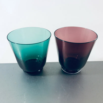 Schnapsgläser 6,3 cm grün lila Vintage 50er 60er bunte Gläser Glas