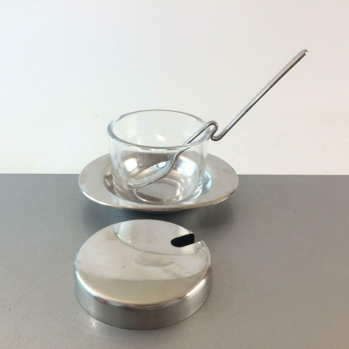 BRAUN & KEMMLER Schälchen Glas mit Löffel Edelstahl 60er Schale