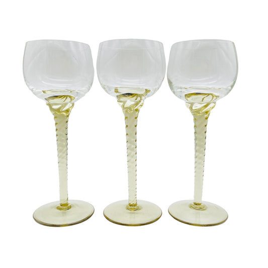 Vintage 3er Set Weingläser Weinglas Glas 18,6 cm 60er 70er Rauchglas Dekoration