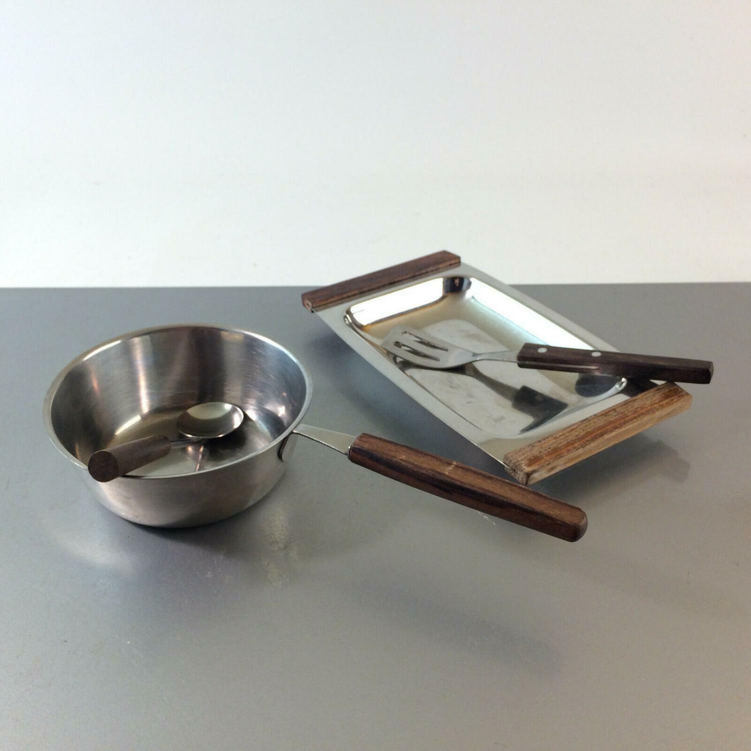 BRAUN & KEMMLER Pfännchen Stieltopf Löffel Edelstahl 60er QUIST Schale
