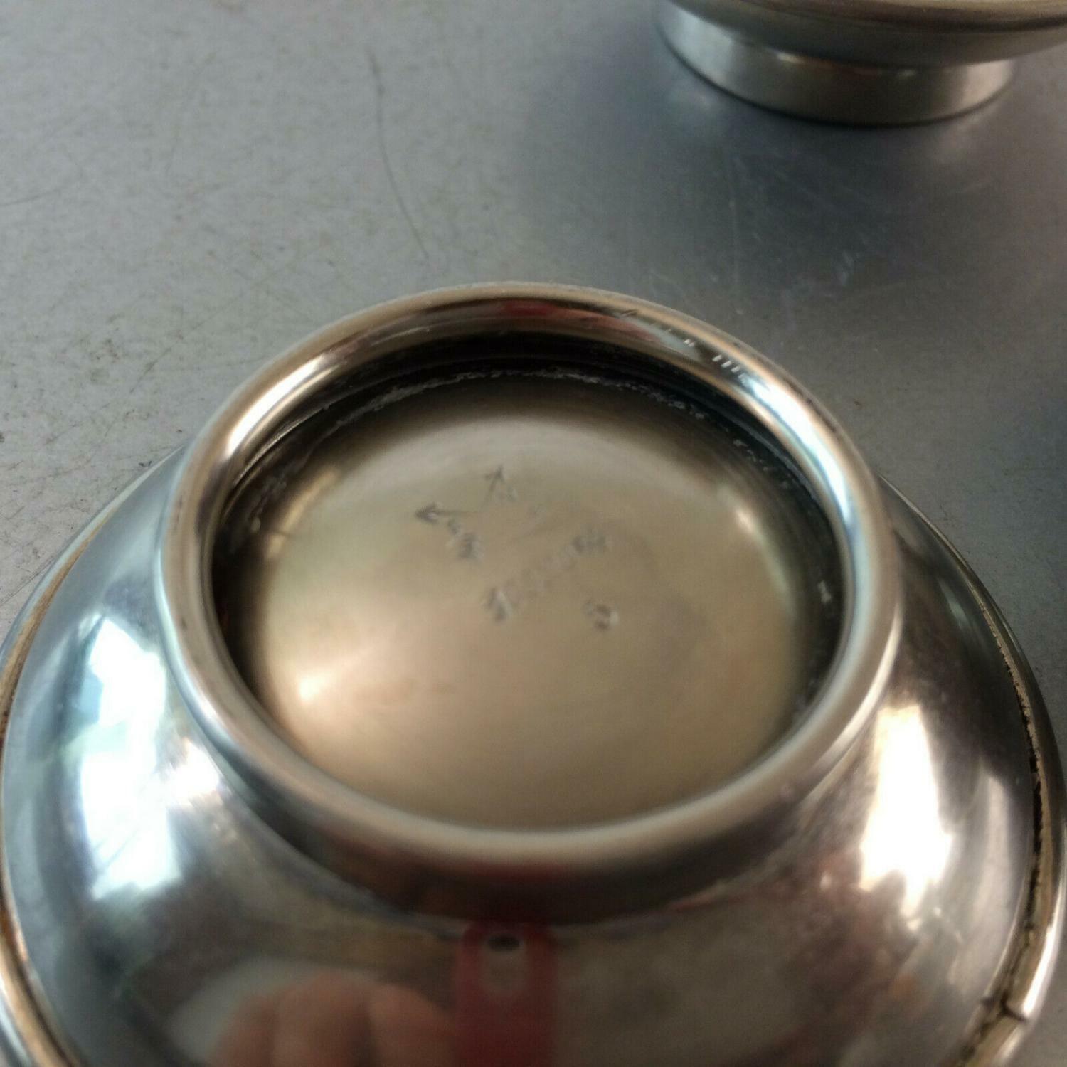 Schälchen 6,3  cm Metall silber Set Vintage 50er 60er (punziert) Schale