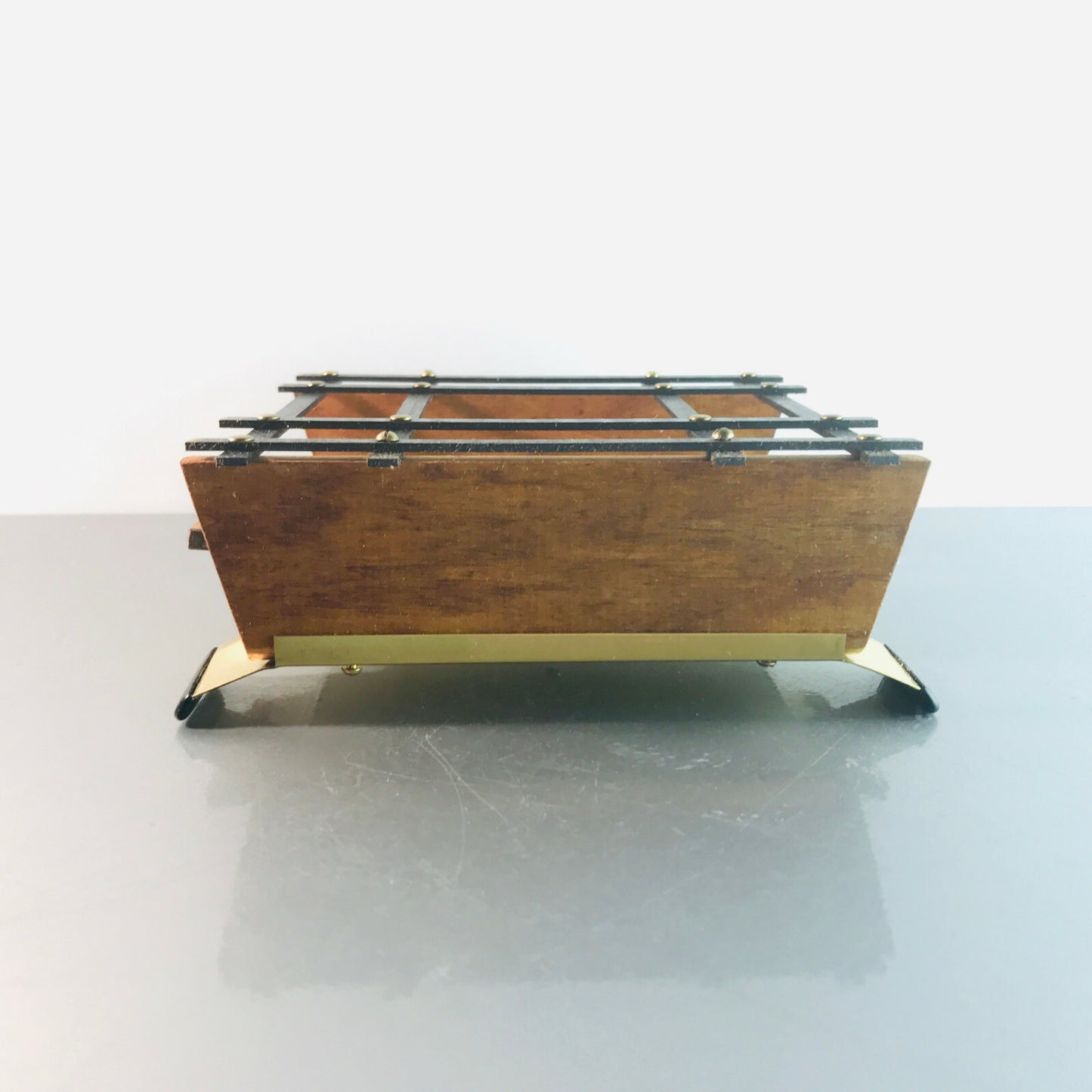 Stövchen Metall Messing Teak Holz 50er 60er MID CENTURY Rechaude