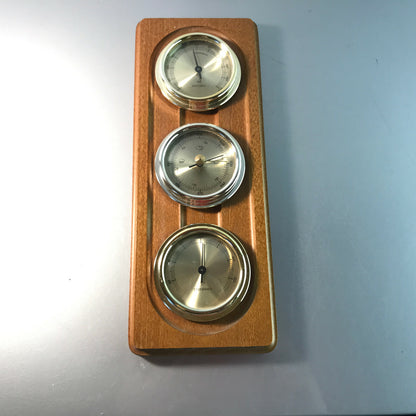 Hydrometer mit Thermometer Wetterstation MID CENTURY Holz 28,5 50er 60er Einrich