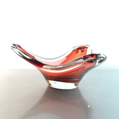 SCHALE Glas rot Schweden D 15 cm (19) 60er 70er Vintage Glas