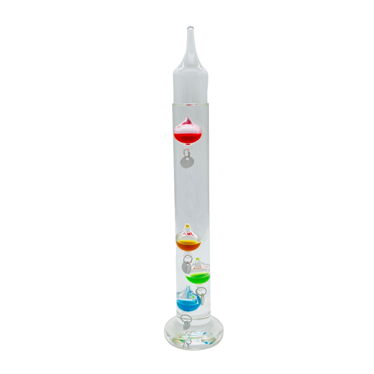 Therometer Glas 19 bis 25 Grad bunte Glaskugeln H 30 cm