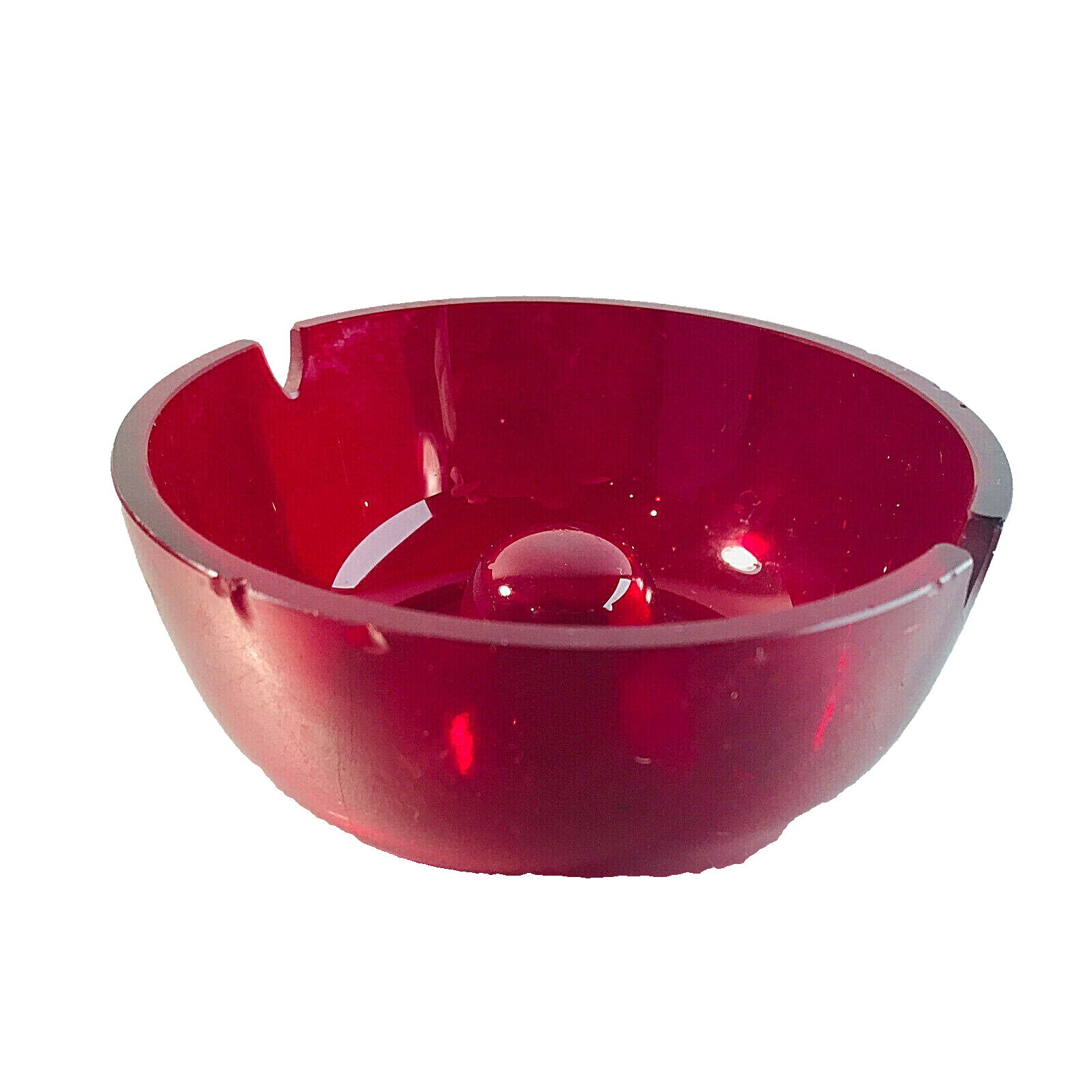 MID CENTURY Ascher rot Aschenbecher 10,6 cm 50er 60er Glas