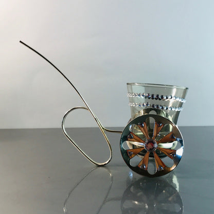 VINTAGE Glas 50er 60er Glas MID CENTURY im Halter Silbern