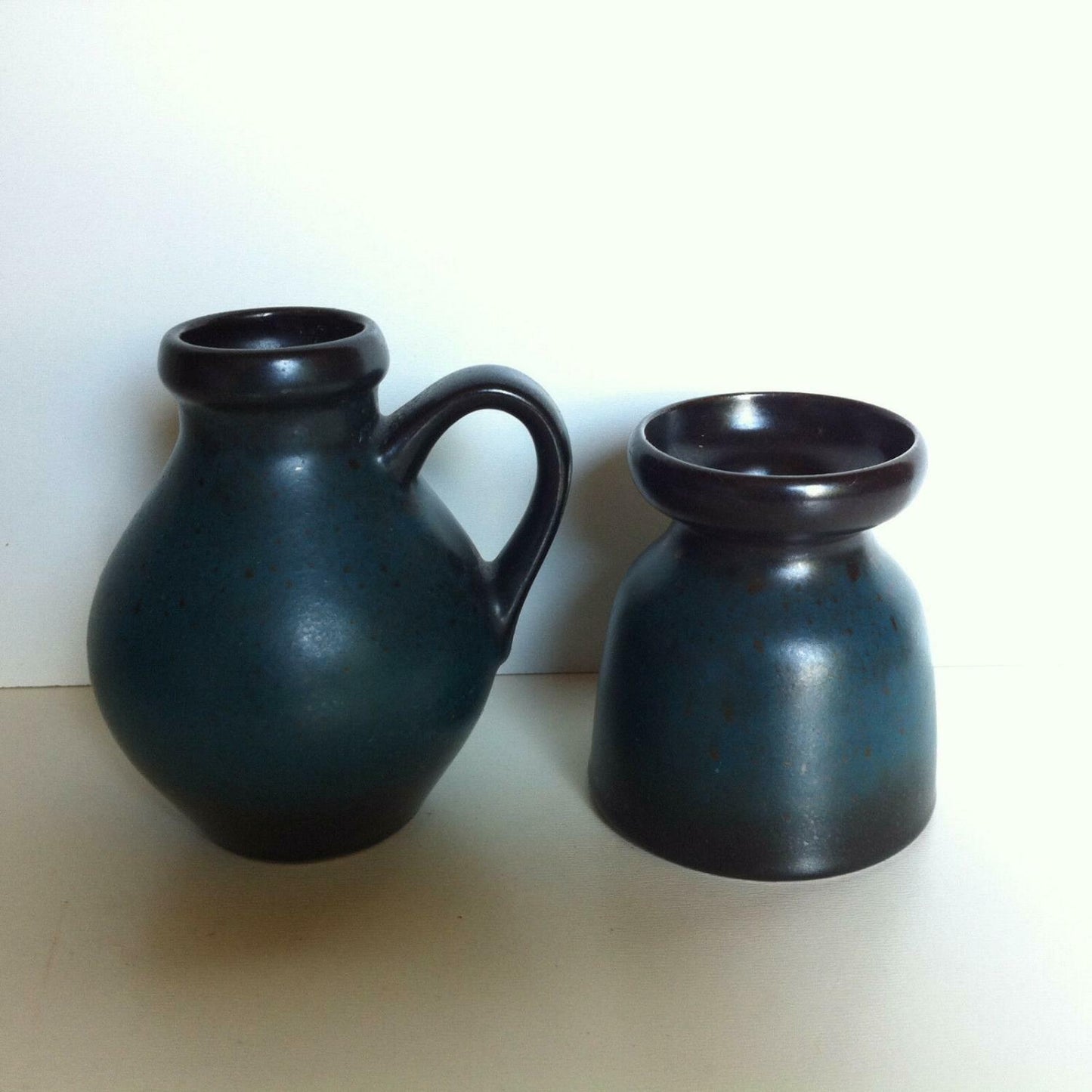 BÜCKEBURG Keramik Vasen blau Väschen H 7,5 / 9,5 cm 60er gelabelt Vase