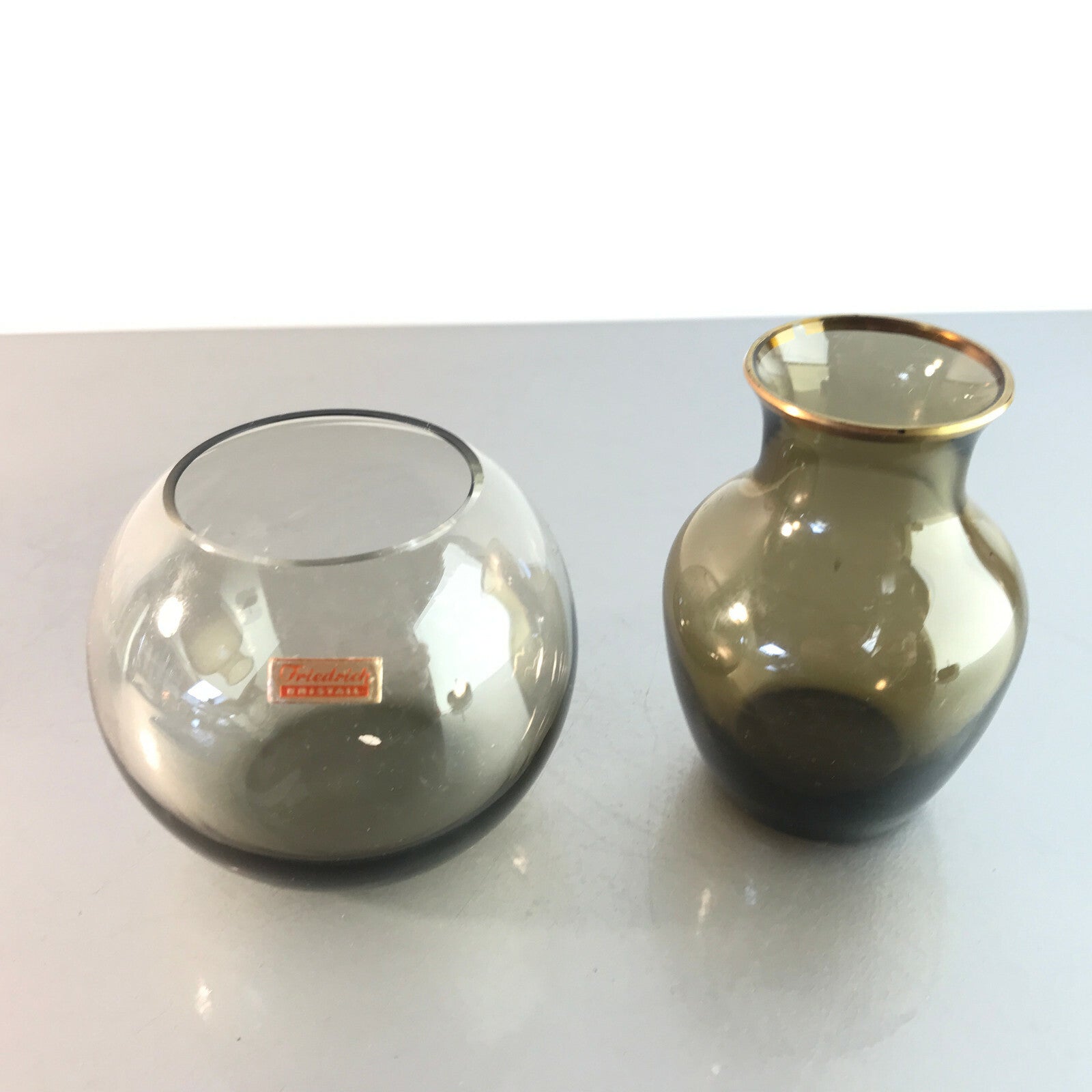 Vintage Vase Rauchglas mini 6 / 7,5  cm 50er 60er MID CENTURY Glas 