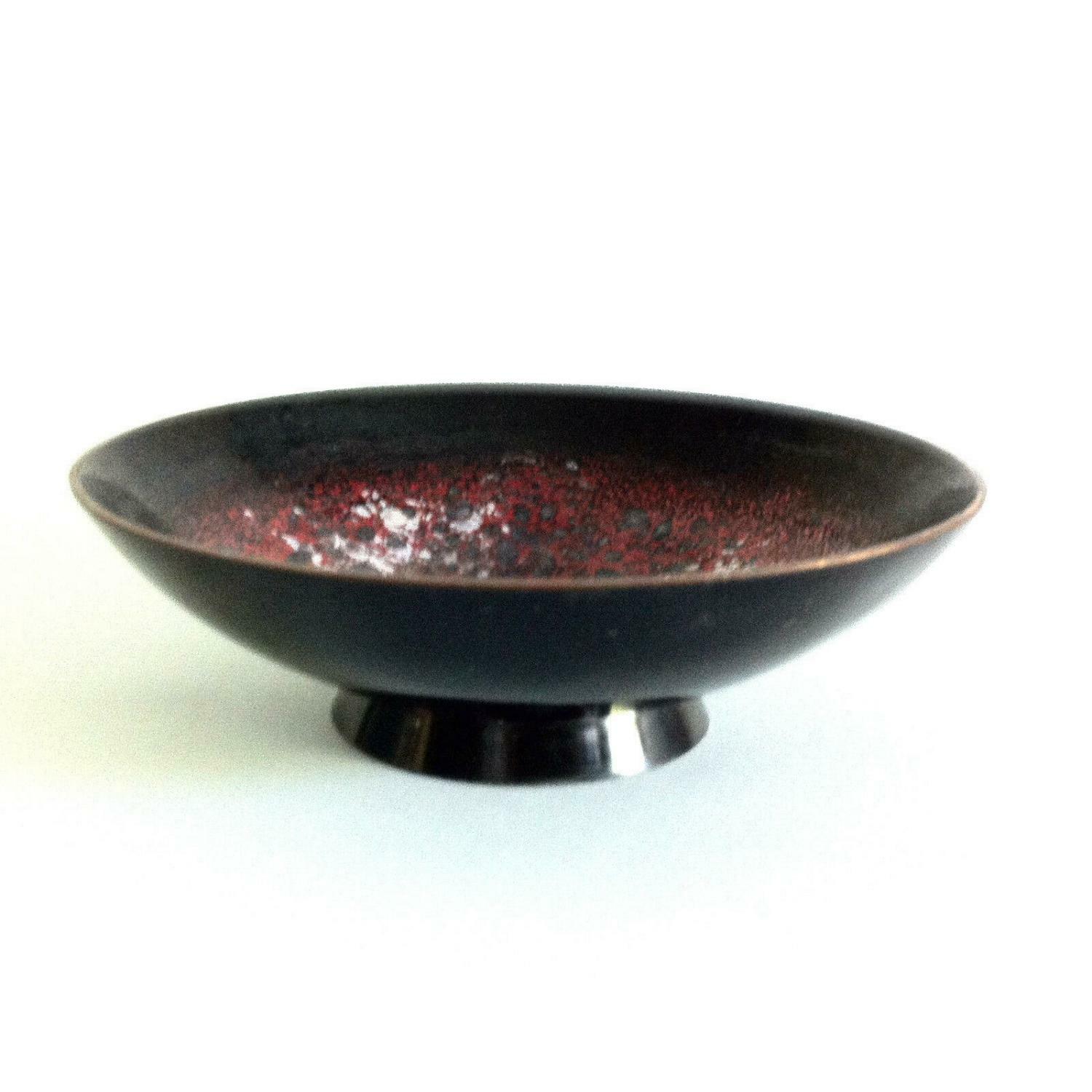 KUPFER Emaille Schale 50er 60er MID CENTURY emailliert D 11,2 cm