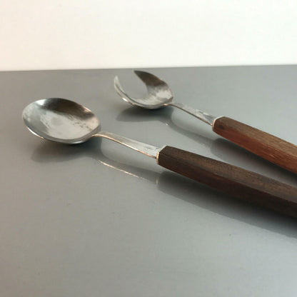 Vintage SALATBESTECK 60er Jahre HOLZ Edelstahl Germany 25 cm