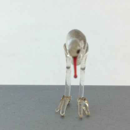 Storch Vogel H 2,5 cm Glas 50er 60er Lauscher Vintage MID CENTURY 