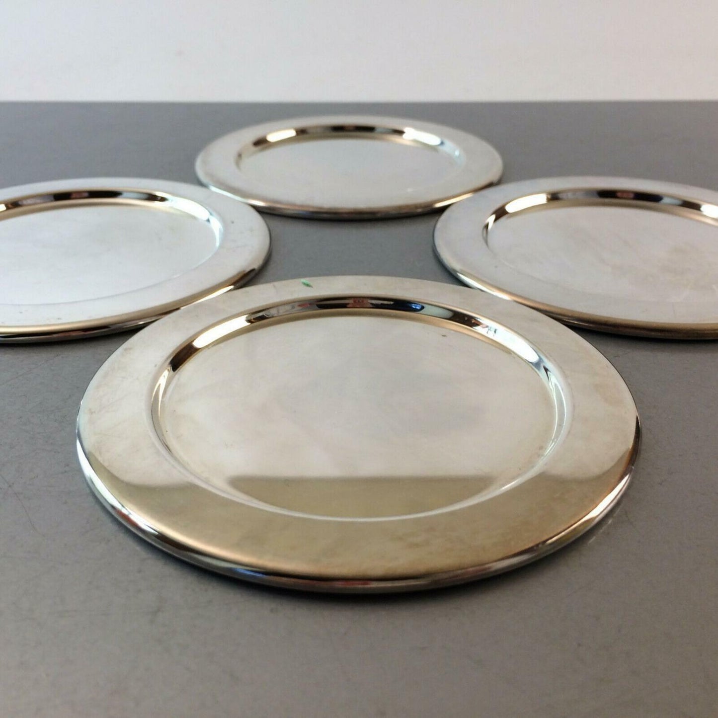Untersetzer Teller versilbert 50er 60er CENTURY 10,5 cm 4er Set