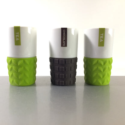 spizy DENMARK 3er Set Becher Tea Tee & Chocolate mit Silikonhülle 12,5 cm