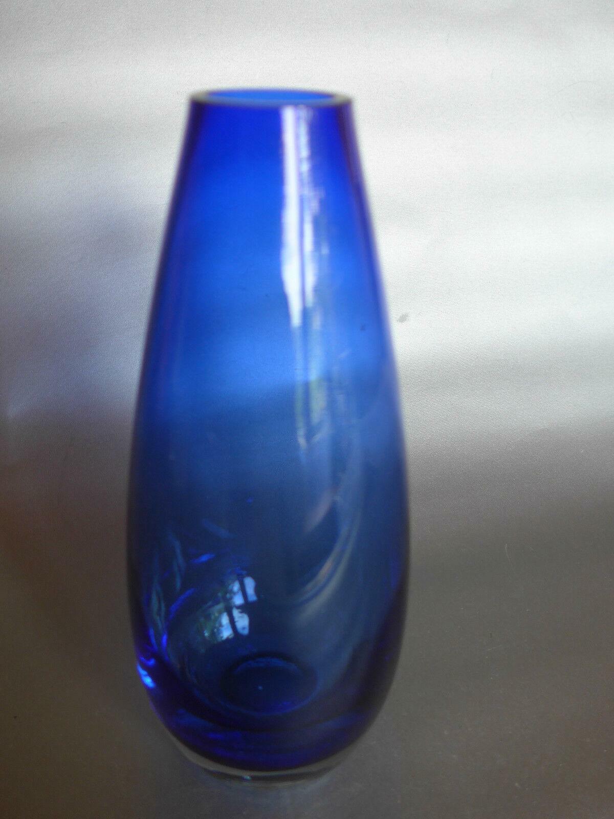 VASE Glas blau klar 50er 60er Jahre MID CENTURY 19 cm Dekoration