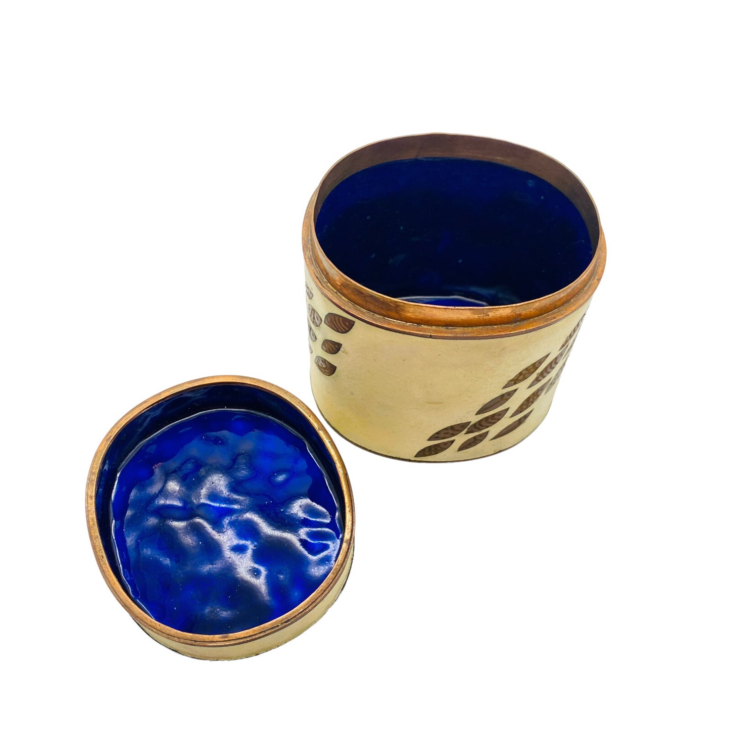 Käthe RUCKENBROD Emaille Deckeldose Dose 50er Stegemaille Cloisonne (sign.)