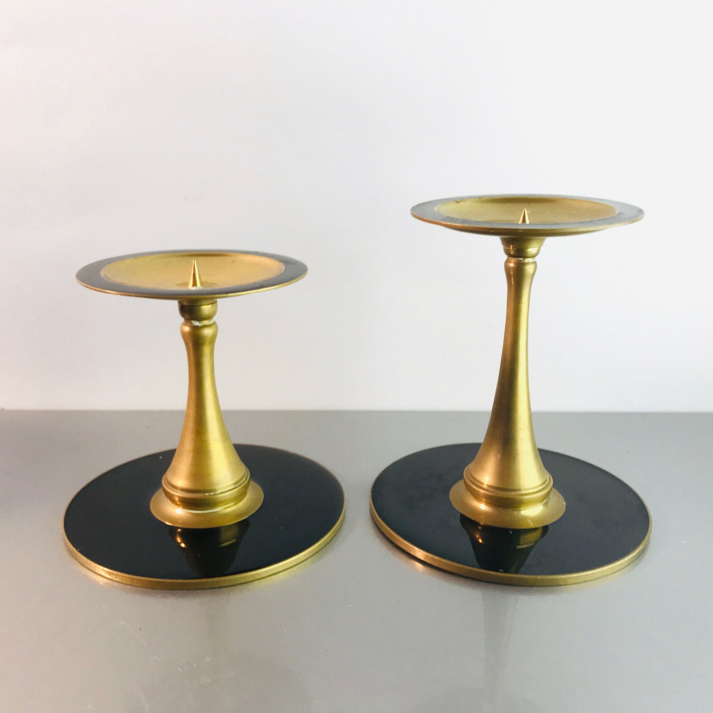 Kerzenhalter MESSING Kerzenständer 60er 50er Stumpenkerzen D 7,7 cm  Set