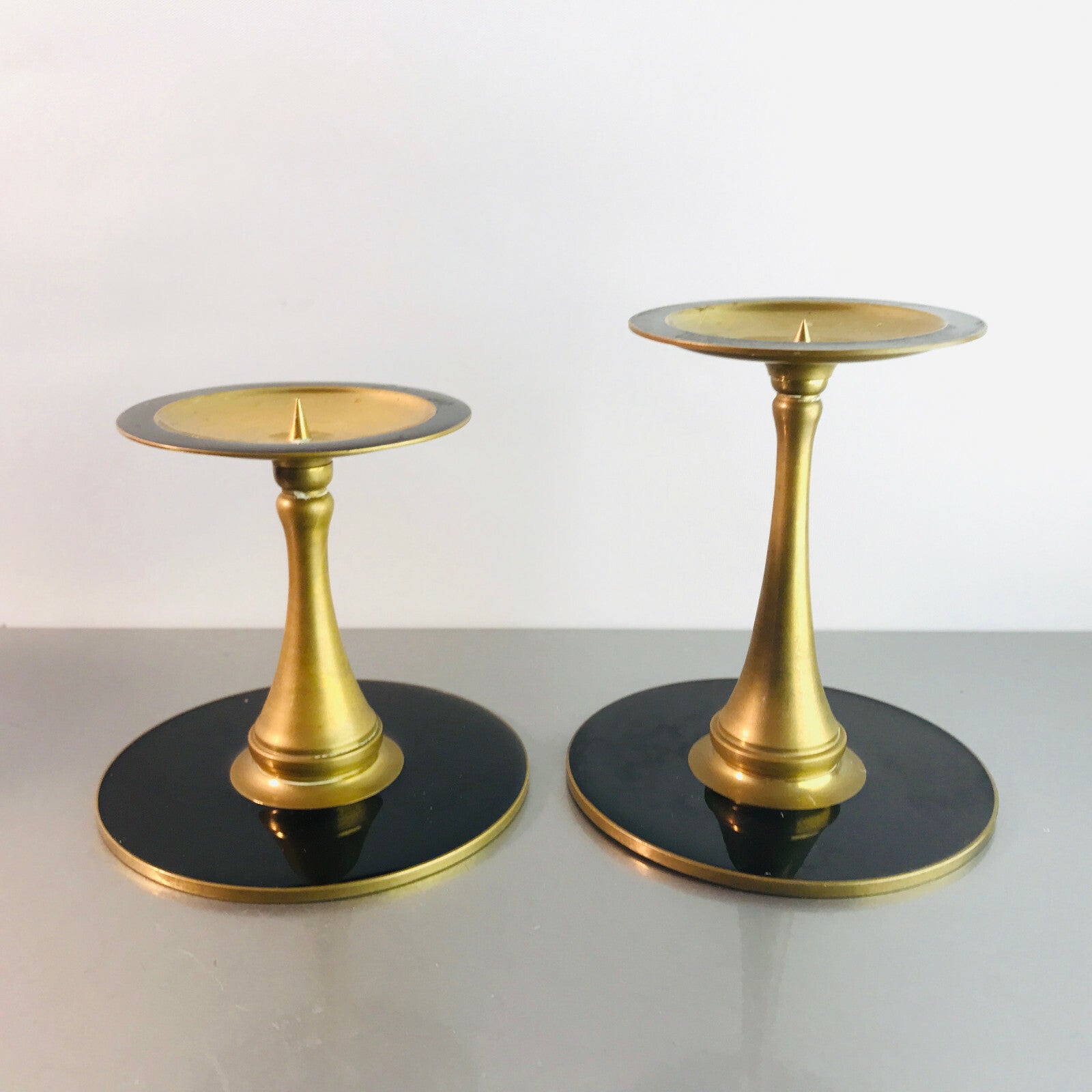 Kerzenhalter MESSING Kerzenständer 60er 50er Stumpenkerzen D 7,7 cm  Set