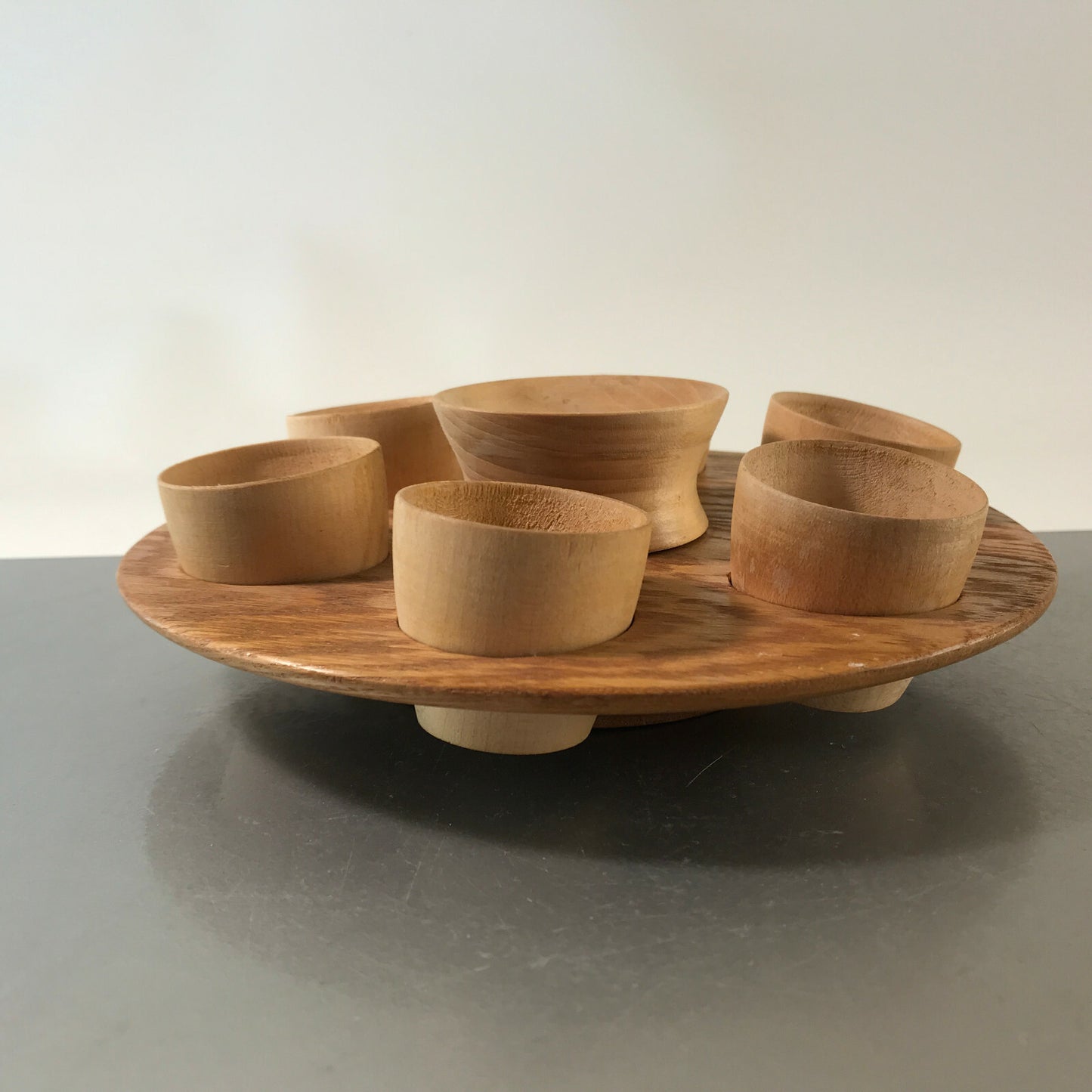 Dänner RÖHN Holz 60er 50er MID CENTURY Ständer mit Becher Schnapsbecher