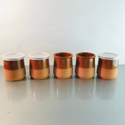5 x TONKERAMIK Keramikdosen Deckeldosen Ton Keramik glasiert 7,8 cm