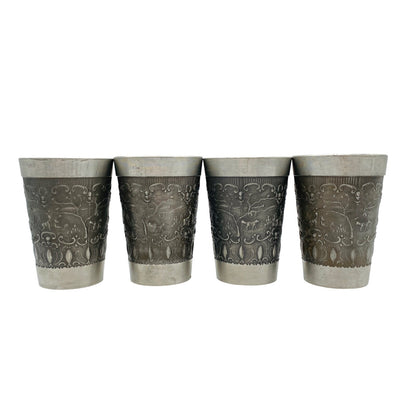 ha ha Zinn Zinnbecher Zinn 4er Becher 11,5 cm Trinkbecher MID CENTURY (punziert)