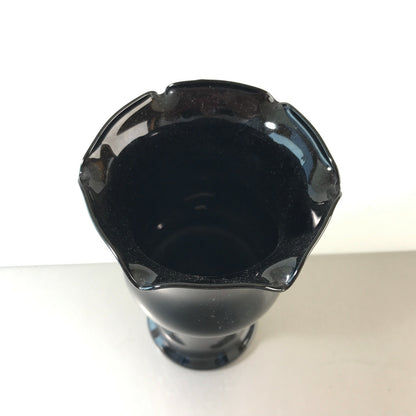 MID CENTURY Glas schwarz 15,5 cm 50er 60er Vintage Vase Dekoration