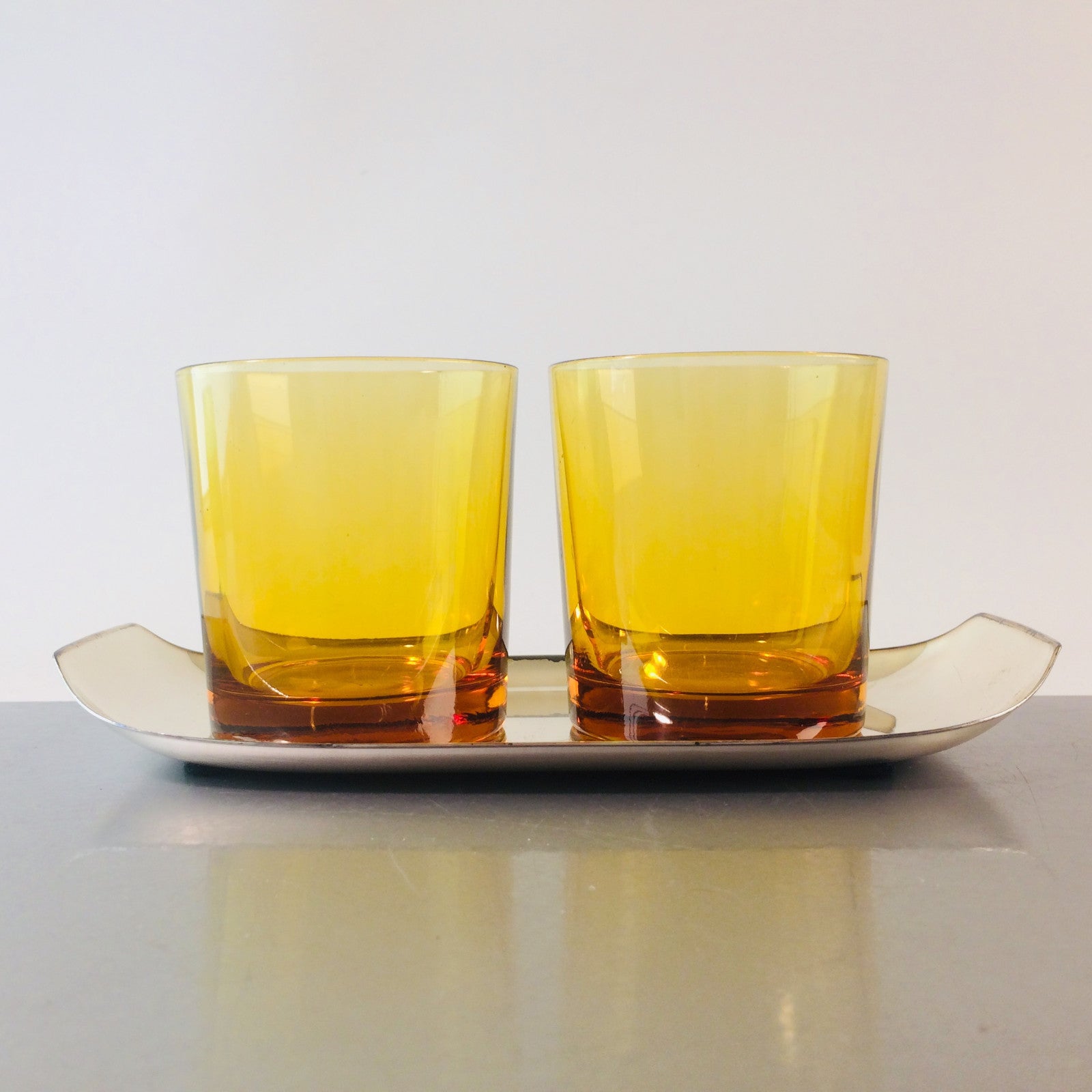 Whiskygläser Italy 8 cm mit WMF Tablett Vintage 50er 60er Gläser