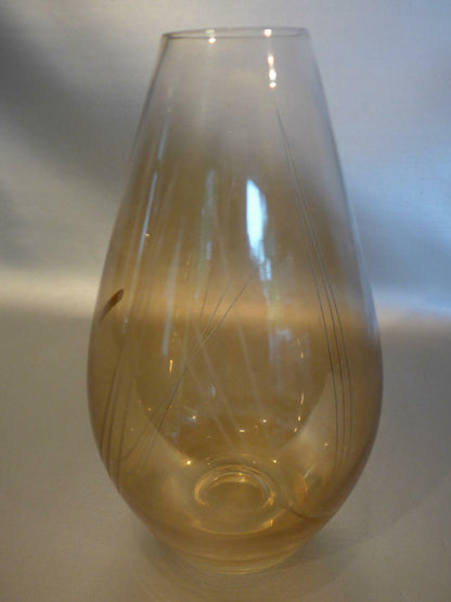 MARIAN WEISS Glas Vase 50er 60er GLASVASE beschliffen gelb braun H 16,3 cm