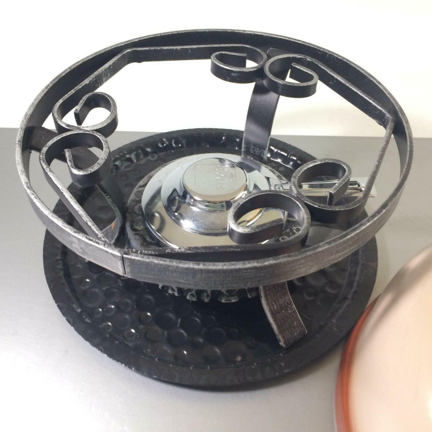 Käsefondue Topf Keramik mit Stövchen Eisen Metall Vintage FONDUE