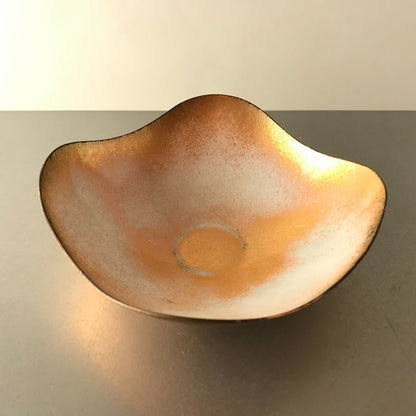 MID CENTURY Emaille Schale rosa D 13,5  cm 50er Vintage 