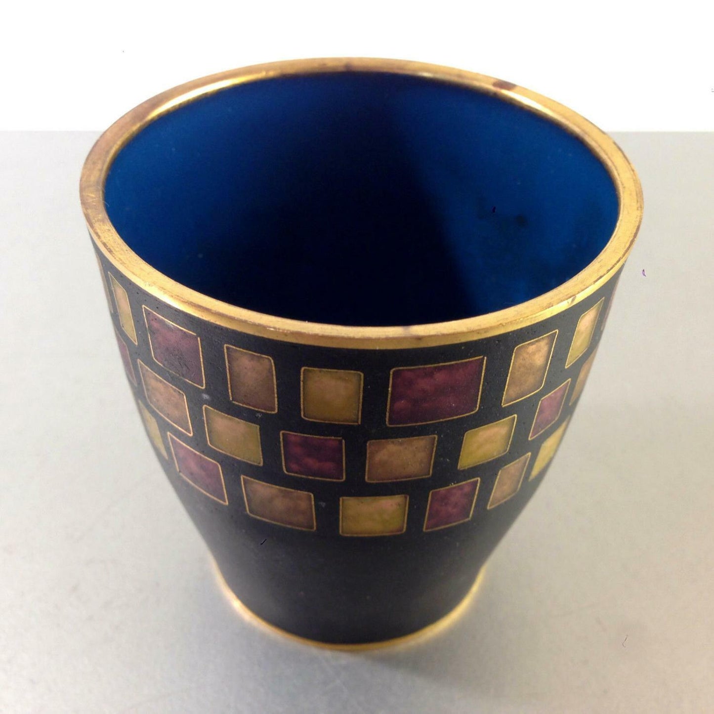 Käthe RUCKENBROD Becher Gefäß Cloisonne Email  Dose Emaille 50er 60er 