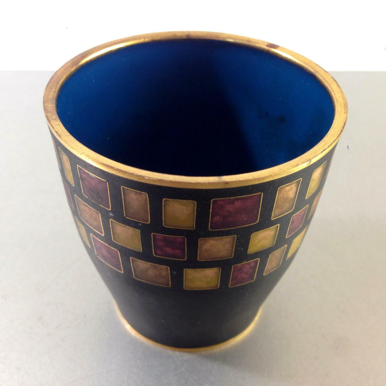 Käthe RUCKENBROD Becher Gefäß Cloisonne Email  Dose Emaille 50er 60er 