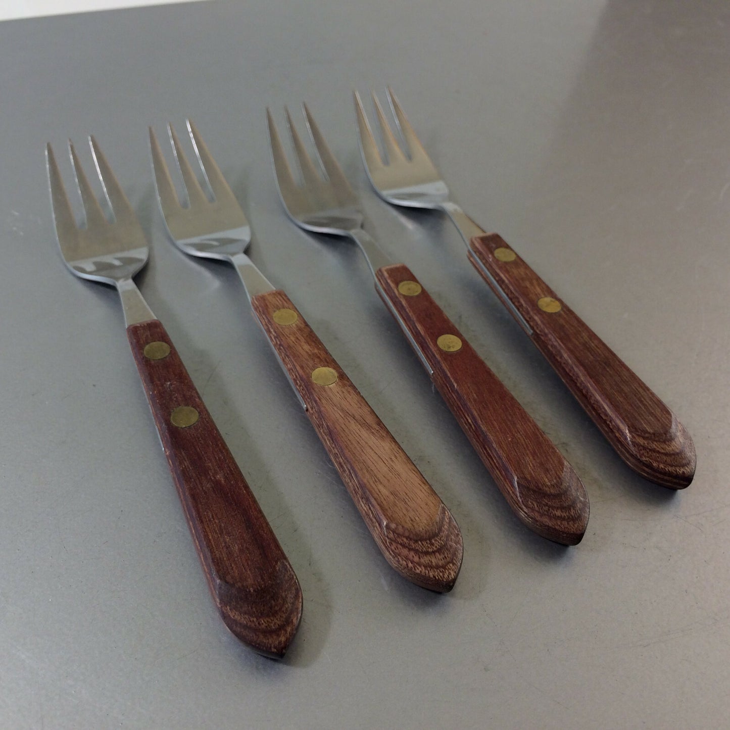 Vintage Gabeln Messing Holz 50er 60er MID CENTURY 15,8 cm